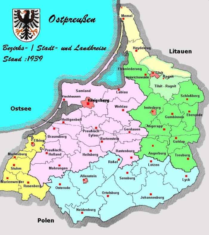 Karte Ostpreußen 1945